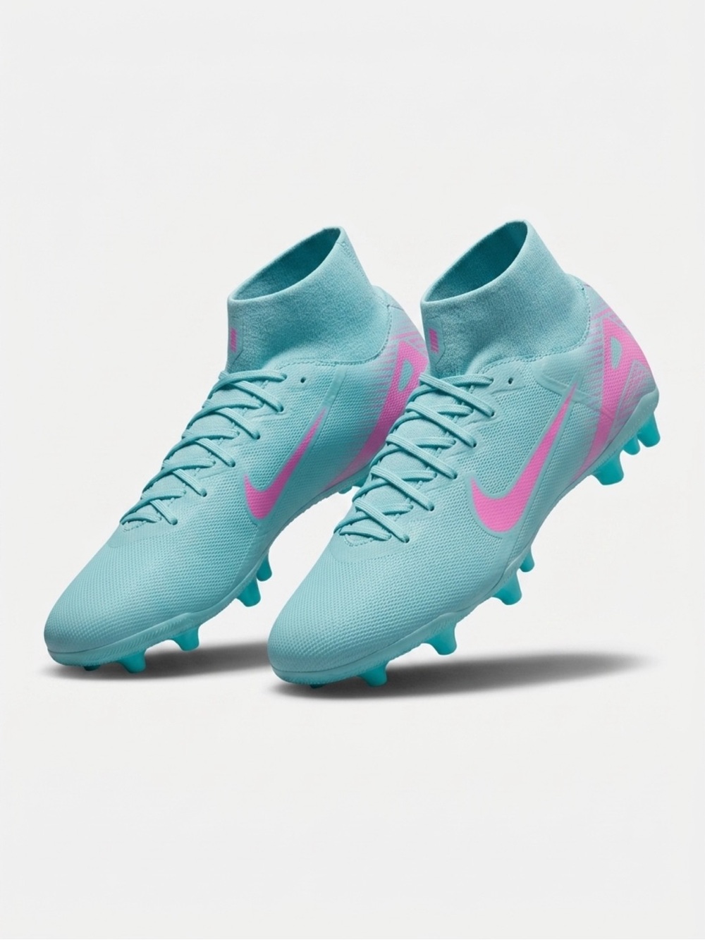 New In Box- Nike Women's Teal and Pink High-Cut Soccer Cleats. Women’s size 7